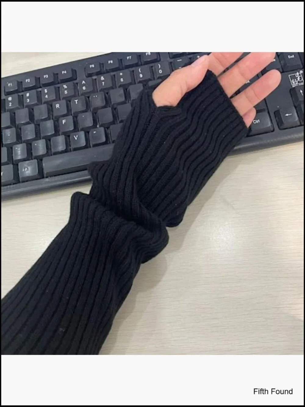 Fingerless Knit Arm Warmers Thumb Hole Cozy Stretchy Sleeves Women